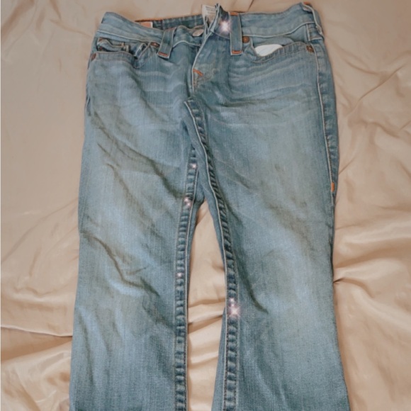 Y2K True religion brand flared jeans low rise with styled back pockets - Picture 2 of 5
